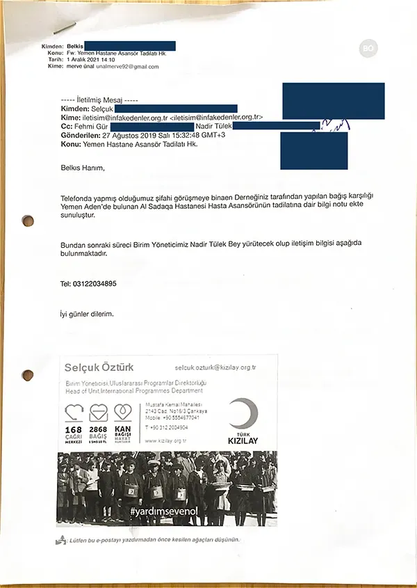 Yemen Al Sadaqa Hastanesi Hasta Asansörü Tadilatı